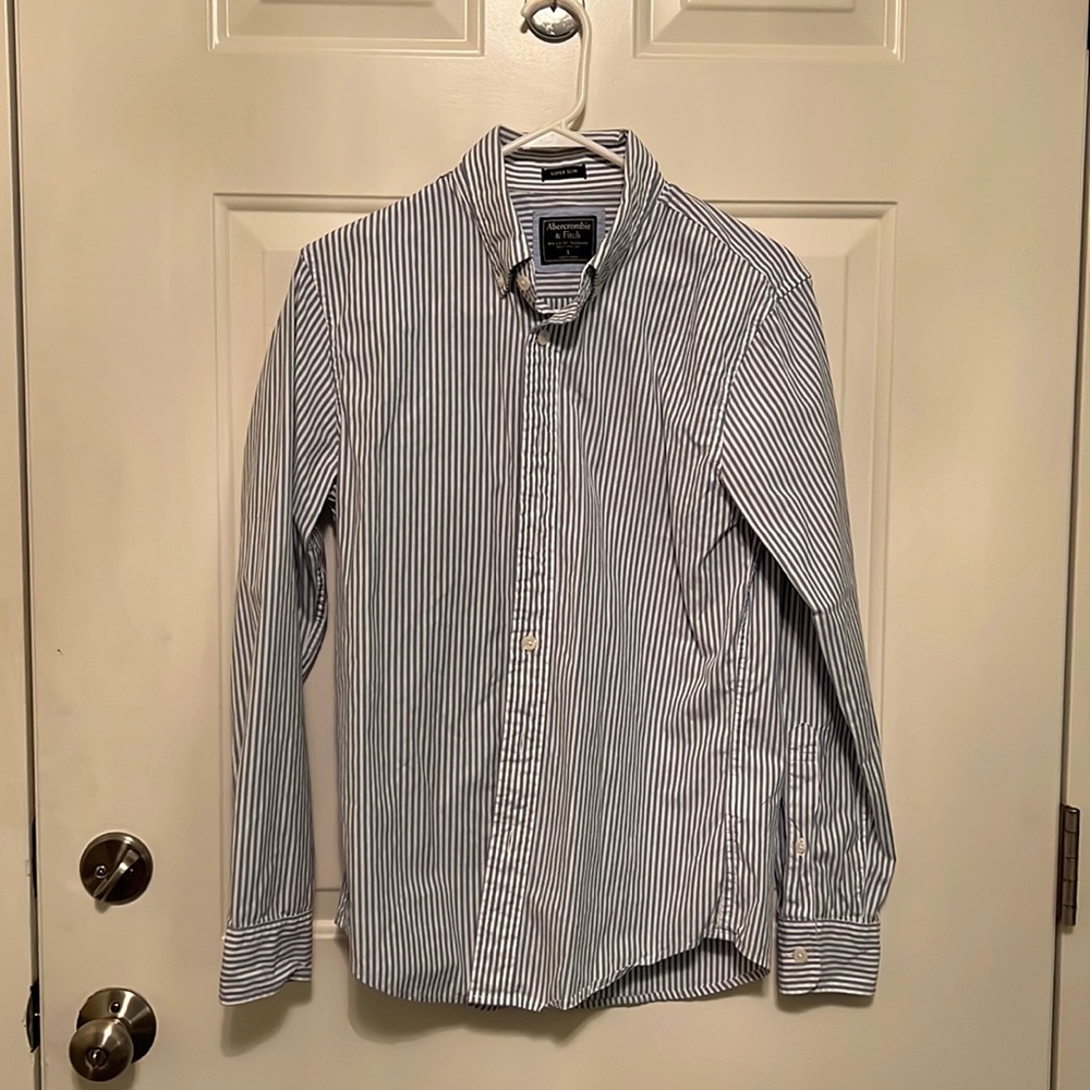 Abercrombie & Fitch Button Down, White, Blue, Small